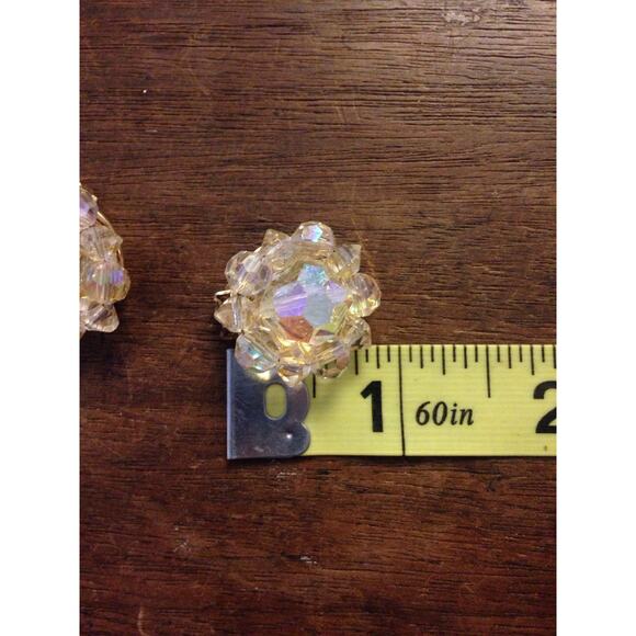 5/$25 LISNER Clear AB Cluster Bead Clip On Earrings - Picture 4 of 5